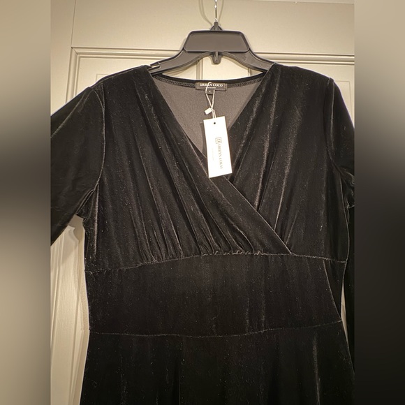 NWT Urban Coco Black Velvet maxi dress size large - Picture 5 of 6